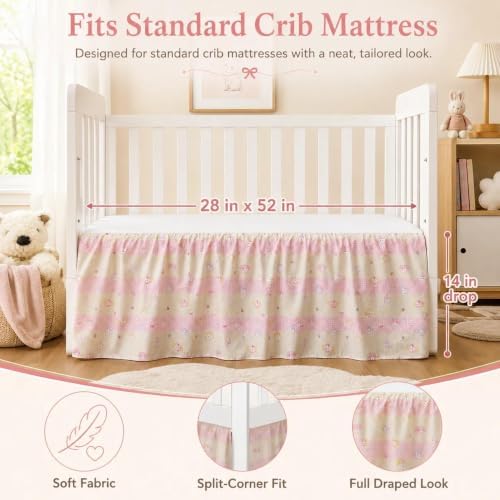 Crib Skirt Dust Ruffle, Microfiber Crib Bed Skirt - Image 4