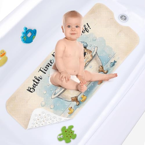 Bathtub Shower Mat 40X16 Inch, for Toddler, Dog Vintage - Image 3
