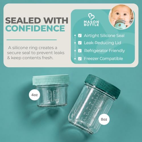 Mason Bottle Glass Breastmilk Storage Jar Set - Image 3