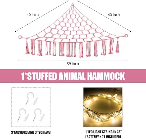 CERETIA Stuffed Animal Hammock Large Corner Plushie Net Storage - Image 5