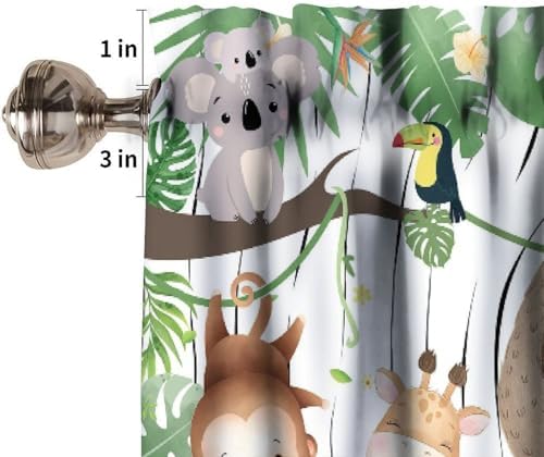 Kids Forest Animal Valance Curtains Cartoon Tree Bird Elephant Giraffe Lion - Image 3
