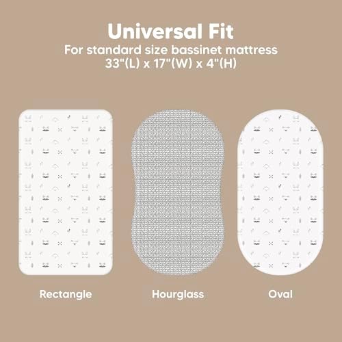 2-Pack Baby Bassinet Sheets Girl, 33x17 Bedside Sheets - Image 3