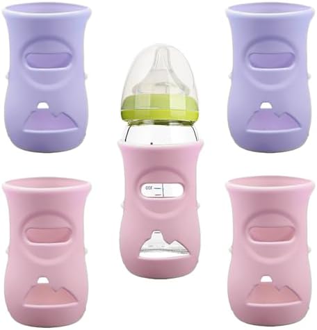4 Pcs Silicone Sleeves for 8 OZ Avent Natural Glass Baby Bottles by QinSuiKai