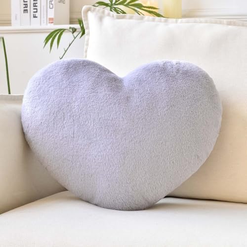XVTRU Grey Heart Pillows, Cute Heart Decorative Pillow, Heart Shaped Throw by XVTRU