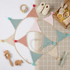 Fabric Bunting Banner, 2 Pack Handmade Neutral String Banner - Image 2