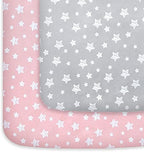 Pack and Play Sheets Girl, Mini Crib Sheets, Stretchy Playard Fitted Sheet by Moonsea