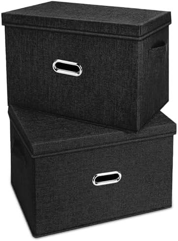 Large Linen Fabric Foldable Storage Bins by Unknown
