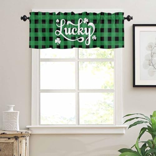 St. Patrick's Day Buffalo Plaid Kitchen Curtains and Valances Set, Lucky - Image 6