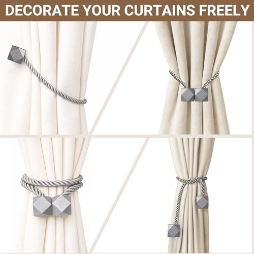 Hion Magnetic Curtain Tiebacks Grey 2pcs, Curtain Tiebacks Buckles Holdbacks - Image 7