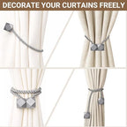 Hion Magnetic Curtain Tiebacks Grey 2pcs, Curtain Tiebacks Buckles Holdbacks - Image 7