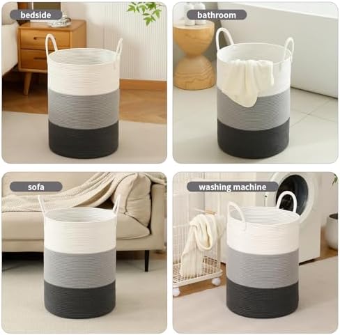 Laundry Basket Hamper Tall Rope Storage Woven - Image 4