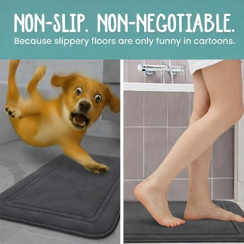 ITSOFT Memory Foam Bath Mat 59x23, Non Slip, Machine Washable, Quick Dry & - Image 4