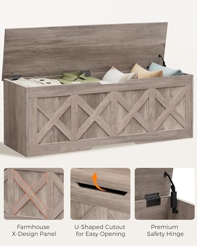 Homleke 47.2" Extra-Large Wooden Storage Chest, Farmhouse Storage Bench - Image 6