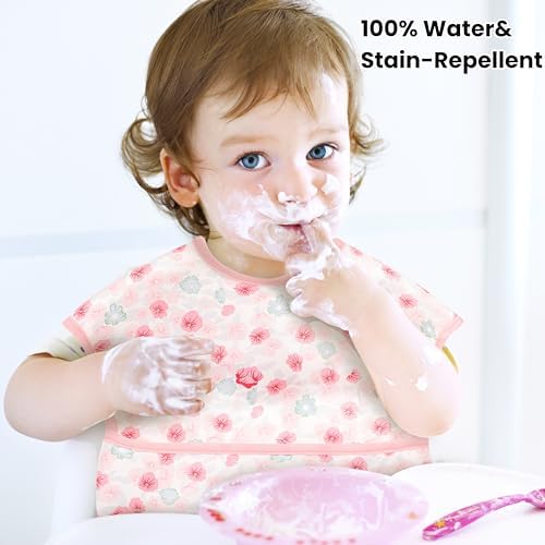 TSD Baby Bibs Waterproof Feeding Bibs 5pack Adjustable Mealtime Poctet Bib - Image 2