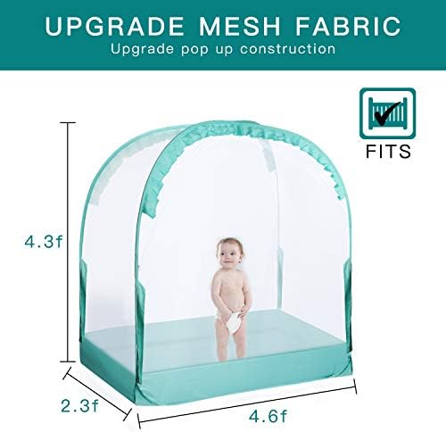 L RUNNZER Crib Pop Up Tent Baby Safety Mesh Cover Mosquito Net Toddler Bed - Image 5