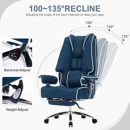 EXCEBET Big and Tall Office Chair 400lbs Wide Seat, Leather High Back Executive - Image 4