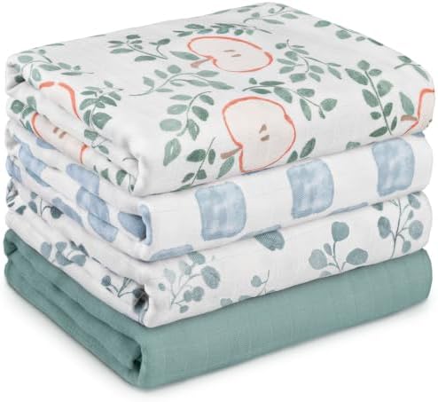 GLLQUEN BABY Muslin Swaddle Blankets 4Pk Receiving Blanket Large 35" x 40" by GLLQUENBABY