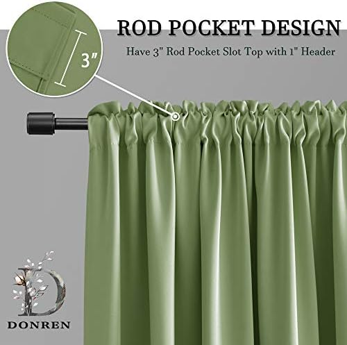 DONREN 2 PCS Sage Green Curtain Valances - Image 3