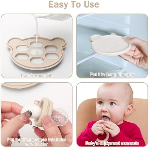 4 Pack Baby Teething Toy with Fruit Food Feeder & Freezer Tray Set - Image 3