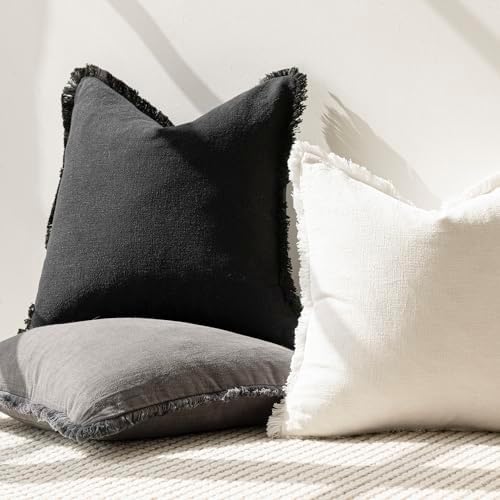 Foindtower Decorative Linen Fringe Throw Pillow Covers Cozy Boho Farmhouse - Image 5