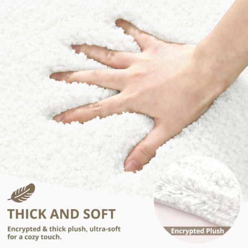 Polyester Bathroom Runner Rug 24"x72" White, Soft Shaggy Bath Mat - Image 4