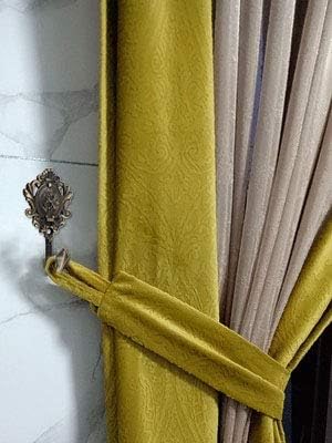 Curtain Tiebacks Small Lightweight Hooks, Vintage Bronze Rose Pattern - Image 6