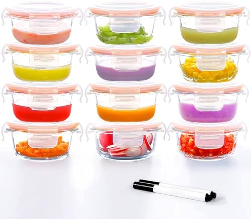 Luvan 7oz Glass Baby Food Containers, 12 Pack by Luvan