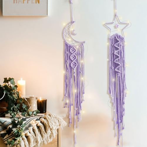 Moon Star Dream Catcher Decor, Macrame Wall Hanging Boho Home Decor - Image 6