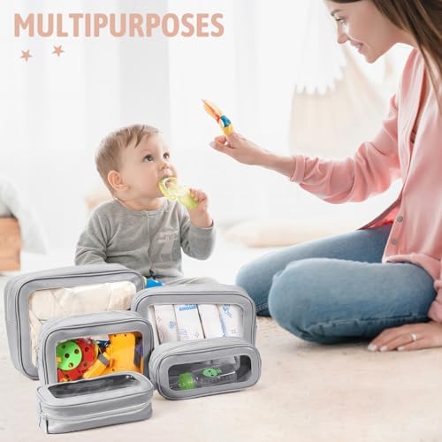 YOPCDJ 5PCS Diaper Bag Organizer Pouch Set, TSA Approved Toiletry Bag，Clear - Image 2