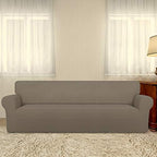 PureFit Stretch Couch Covers for Sofa 4 Seater Slipcovers Natural - Image 2