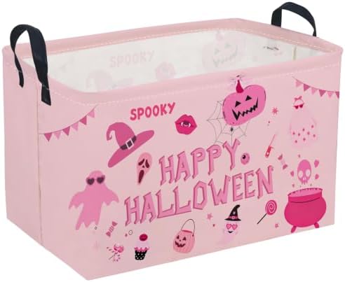 Sanjiaofeng Rectangular Pink Halloween Ghost Storage Basket, Waterproof by Sanjiaofen