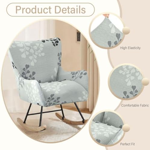 Nursery Rocking Chair Cover Stretchable Glider Chairs Cover Slipcovers Printed - Image 4