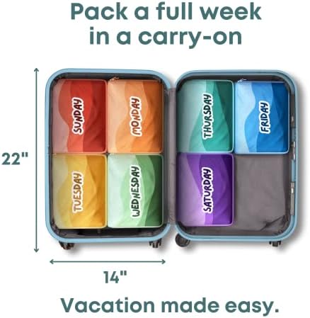 Packing Cubes for Kids & Baby Days of the Week 7 Set Daily Outfit Suitcase - Image 2