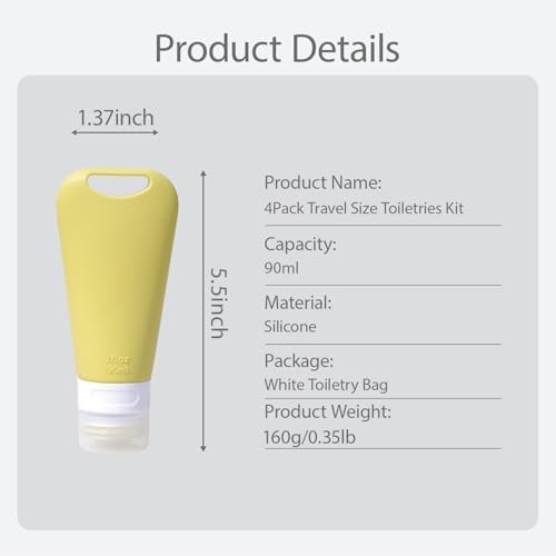 Travel Squeeze Bottle with Clip, TSA Approved, 3 oz, 4 Pack - Image 6