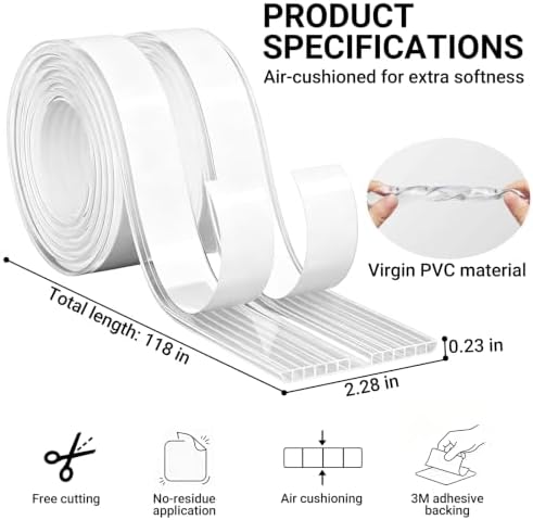 Furniture Edge Protector for Baby, 118x2.28in Clear Plastic Crib Teething Guard - Image 5