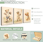Bear Rugby Sports Nursery Canvas Wall Art Set of 3 - Image 5