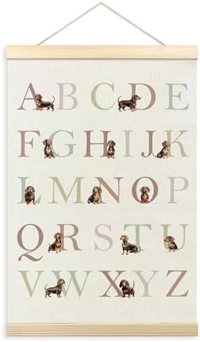 TLESKE Dachshund Alphabet ABC Chart Poster Hanger Frame, Homeschool Preschool by Unknown