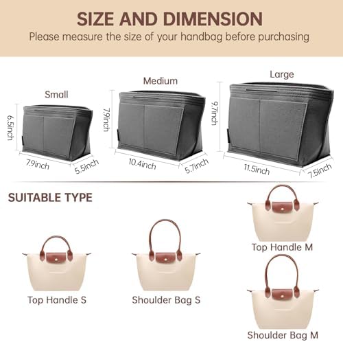 OPPOSHE Purse Organizer Insert for Longchamp Le Pliage, Premium Felt Long Champ - Image 2