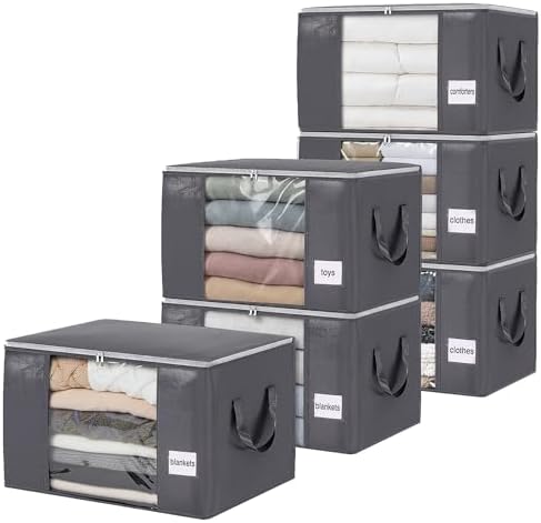 Blanket Storage Bags 6 Pack 90L Clothes Closet Organizer Containers PE by YGEOMER