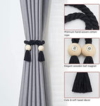 NICEEC 2 Pack Wooden Ball Magnetic Curtain Tiebacks Boho Home Decor Drape Tie - Image 3