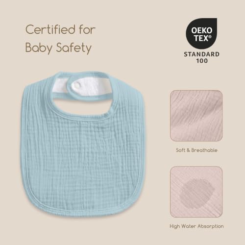 6-Pack Muslin Baby Bibs for Drooling & Teething, Absorbent Bib - Image 5