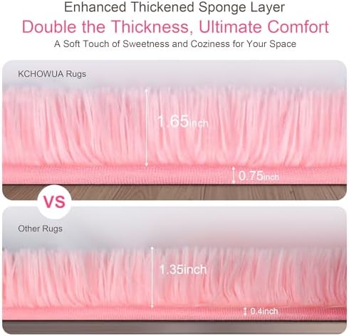 6x9 Thick Pink Shag Rug for Girls Bedroom, Soft Plush Fluffy Carpet - Image 3