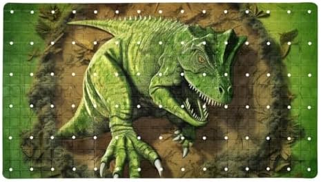 Shower Mat Non Slip 26.8 x 15.1 Inches, 3D Dinosaur Bathtub Mat Shower Stall by Anna+Cowper