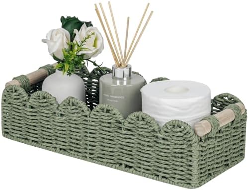 CubesLand Scalloped Toilet Paper Storage Basket W/Handle by CubesLand