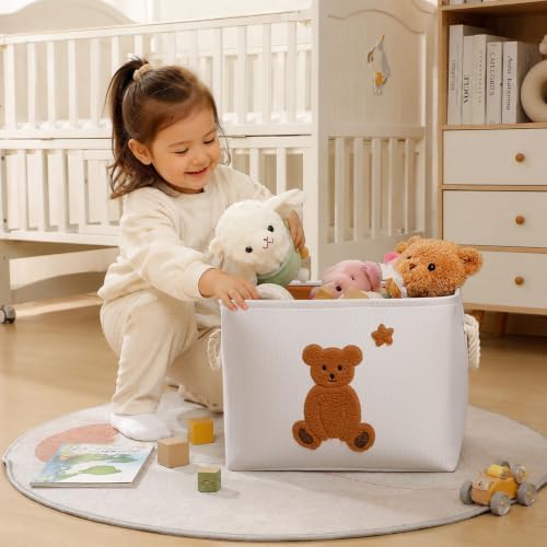 Large Toy Storage Box, Stuffed Animal Storage Baby Toddler Toys Basket Bear - Image 2