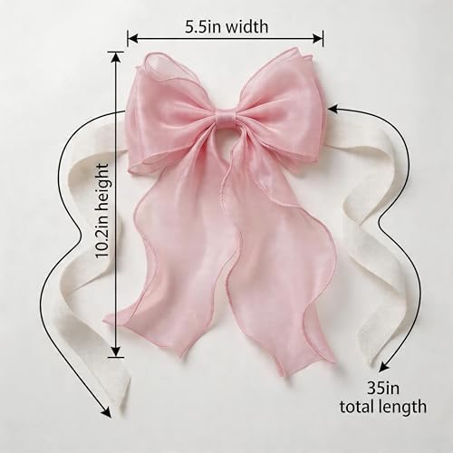 2 Pack French Lace Bow Curtain Tiebacks, Hot Pink - Image 2