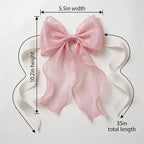2 Pack French Lace Bow Curtain Tiebacks, Hot Pink - Image 2
