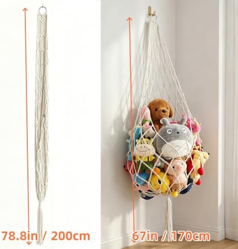 78 Inch Stuffed Animal Storage Net Corner Stuffy Hammock - Image 2