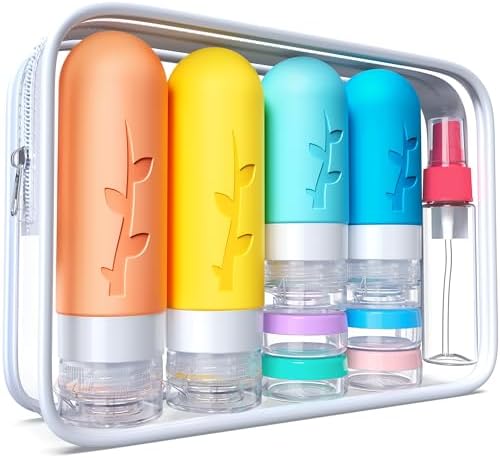 18pack Travel Bottles for Toiletries:Silicone TSA Approved-Containers for by Tocelffe