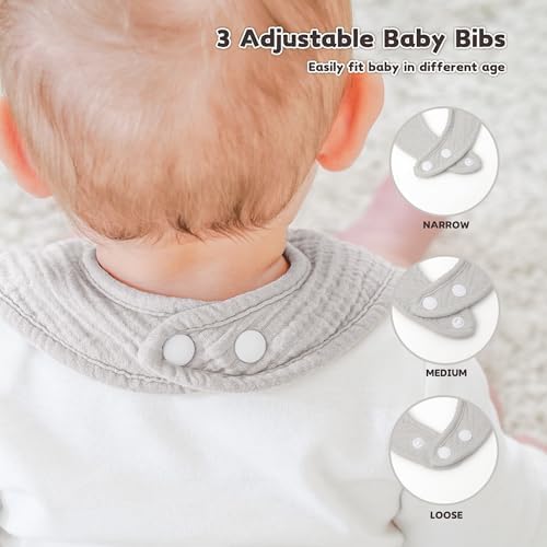Susurration Muslin Baby Drool Bibs 10Pack Soft Square Adjustable Bandana Bibs - Image 3